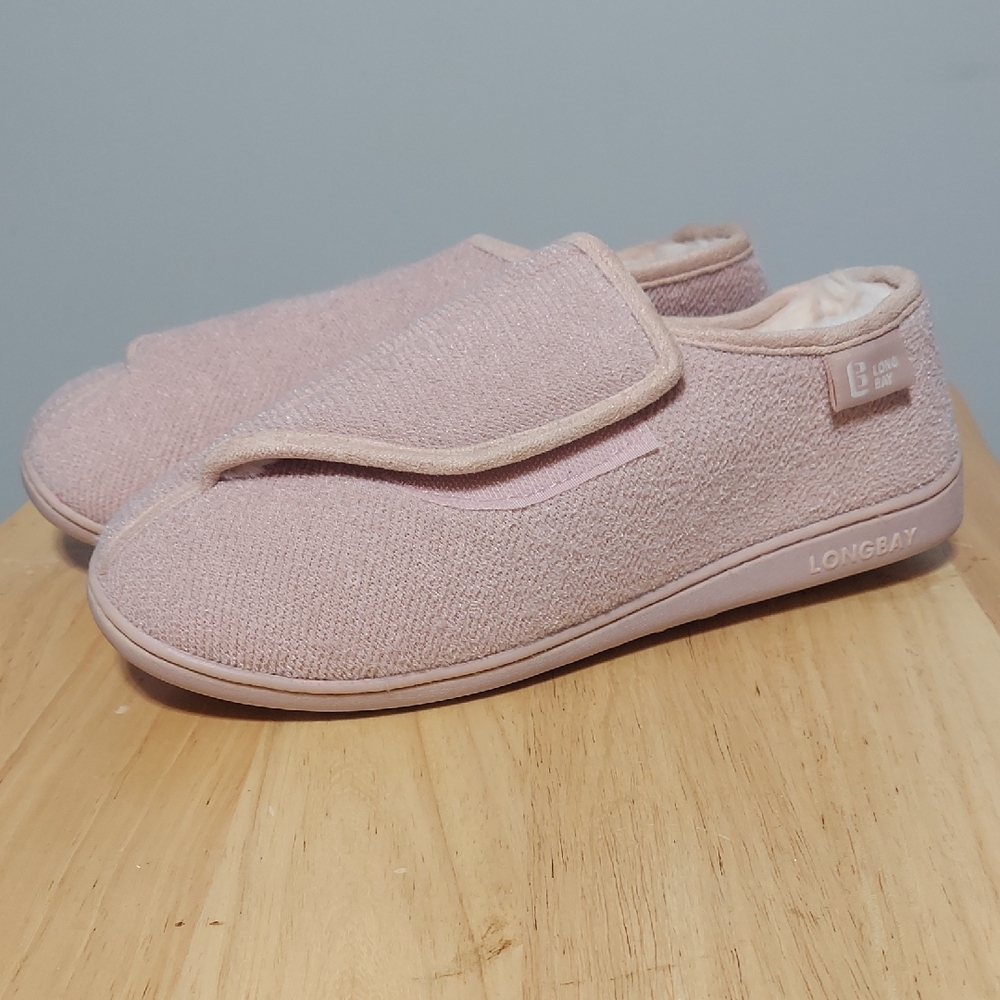 LongBay Pink Adjustable Memory Foam House Slippers Women's Size 10 NWOT